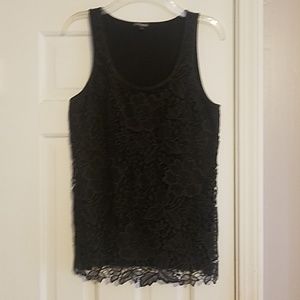 Express black lace front tank top